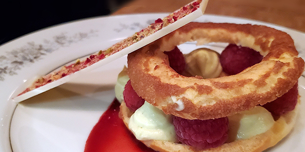 Calgary Restaurant Melo French Duncan Ly Karla Delaney dessert raspberry cream choux pastry