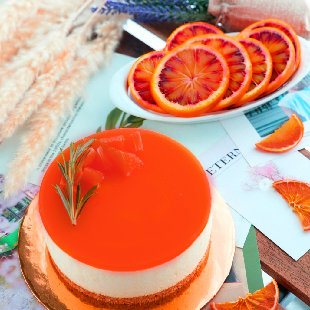 White Chocolate Cheesecake with Blood-Orange Gelée