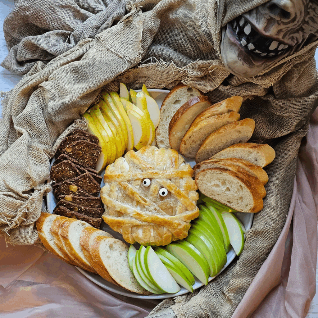 Wrapped Halloween Brie Wrapped Halloween Brie