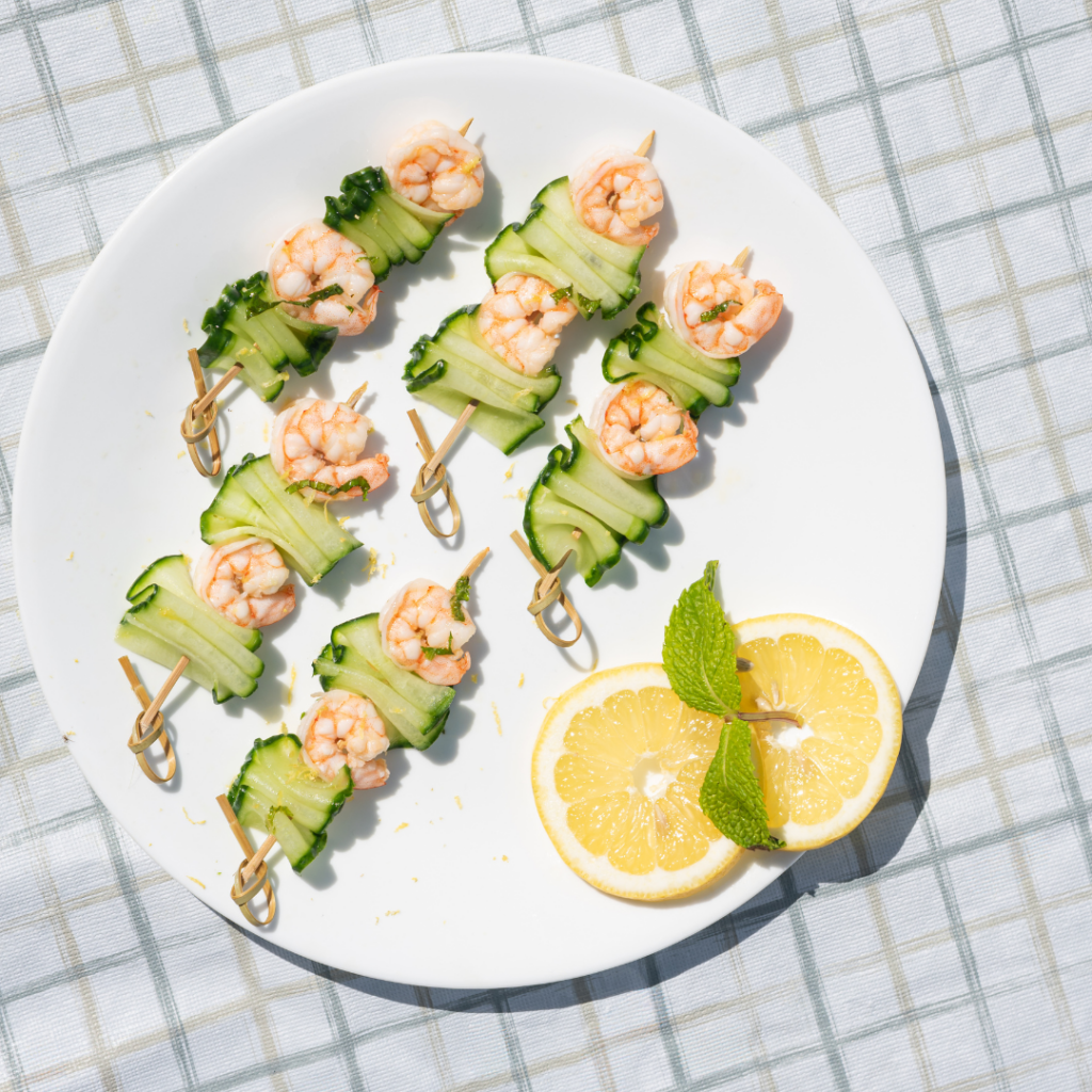 lemon and mint shrimp skewers